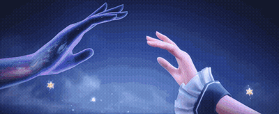 Two Hands Reaching With Stars Background GIF
