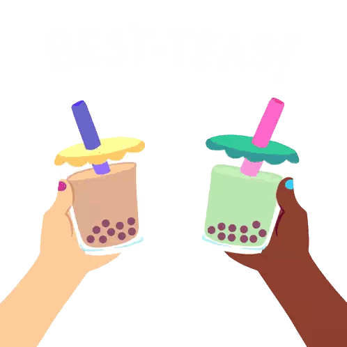 Two Hands Toasting With Two Cups Of Drinks With Straws GIF