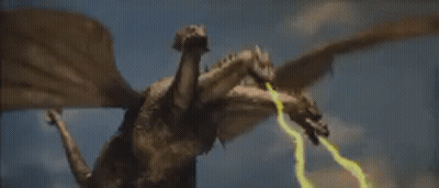 Two-Headed Dragon Flying With Lightning GIF