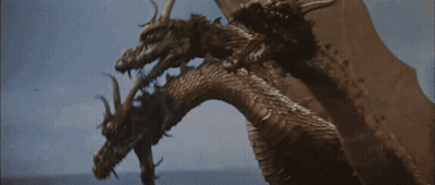 Two-Headed Dragon With Yellow Flame GIF