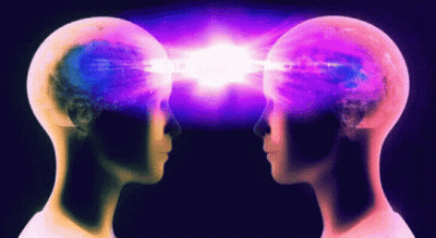 Two Heads Looking At Each Other GIF