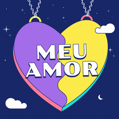 Two Heart Halves Saying Meu Amor GIF