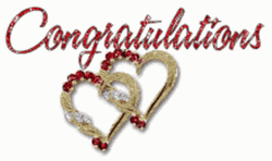 Two Heart Shape Under Congratulations Animated Text GIF
