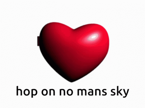 Two Heart Shaped Buttons That Say " Boundary Walker My Beloved " And " Hop On No Mans Sky " GIF