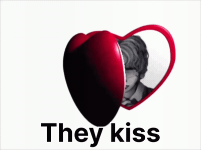 Two Heart Shaped Mirrors Saying They Kiss GIF