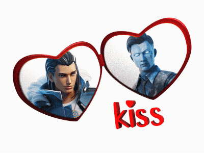 Two Hearts With A Picture Of A Man And The Word Kiss Below It GIF