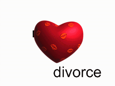 Two Hearts With A Picture Of A Robot And The Word Divorce GIF