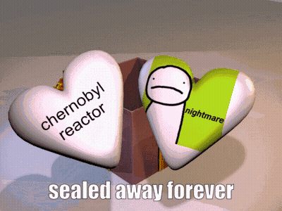 Two Hearts With Chernobyl Reactor And Nightmare GIF