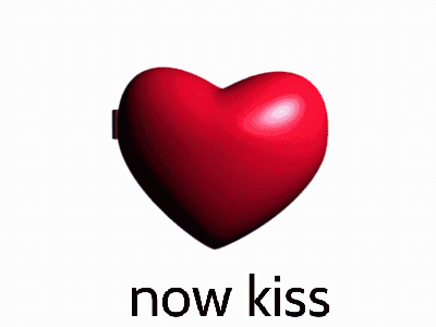 Two Hearts With Girl Saying Now Kiss GIF