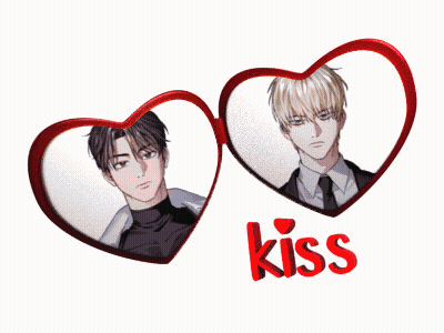 Two Hearts With Kiss GIF