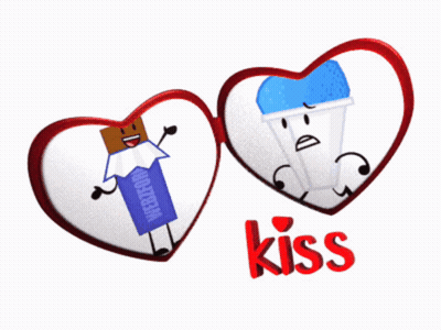 Two Hearts With Kiss GIF
