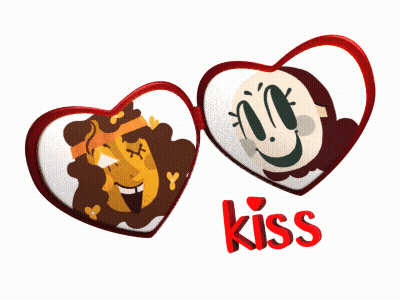 Two Hearts With Kiss GIF