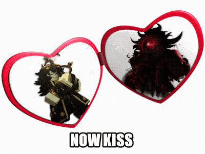 Two Hearts With Now Kiss GIF
