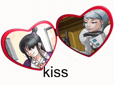 Two Hearts With Woman Picture Saying Kiss GIF