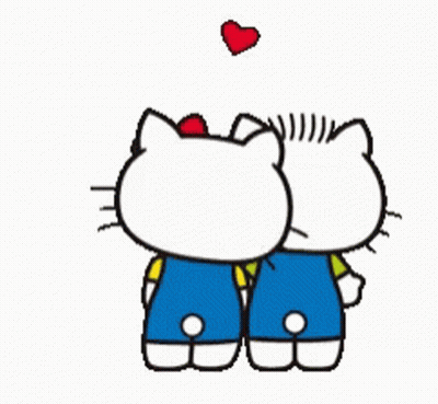 Two Hello Kitty Characters With Red Heart GIF