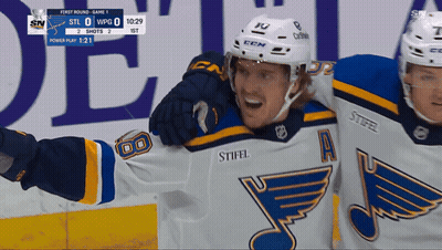 Two Hockey Players Celebrating Goal 10:29 GIF