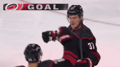 Two Hockey Players Celebrating Goal GIF