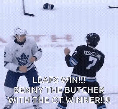 Two Hockey Players Fighting On Ice Number 7 Jersey GIF