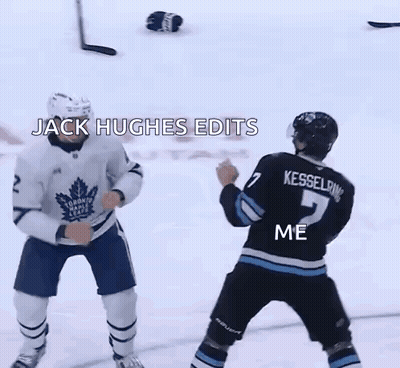 Two Hockey Players Fighting On Ice GIF