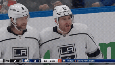 Two Hockey Players In LA Jerseys GIF