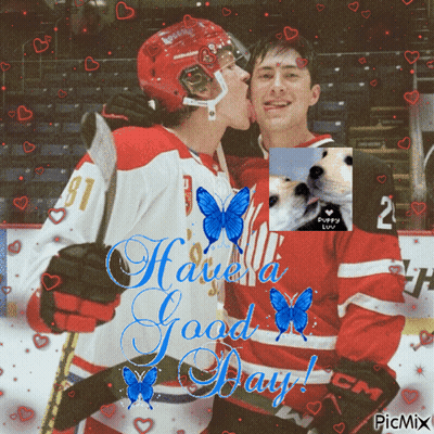 Two Hockey Players Saying Have A Good Day GIF