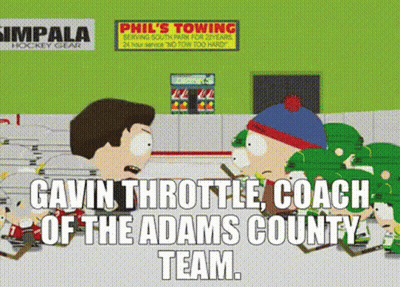 Two Hockey Players Talking Gavin Throttle Coach GIF