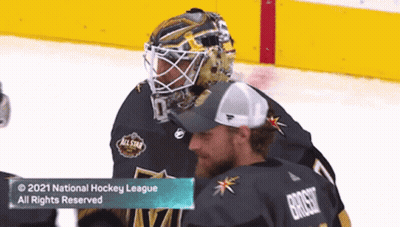 Two Hockey Players Talking GIF