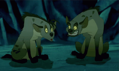 Two Hyenas Are Standing Next To Each Other With The Text Say It Again GIF