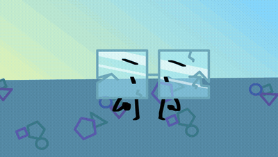Two Ice Cubes Standing Next To Each Other Blue Background GIF