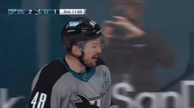 Two Ice Hockey Players Posing In CCM Helmets GIF