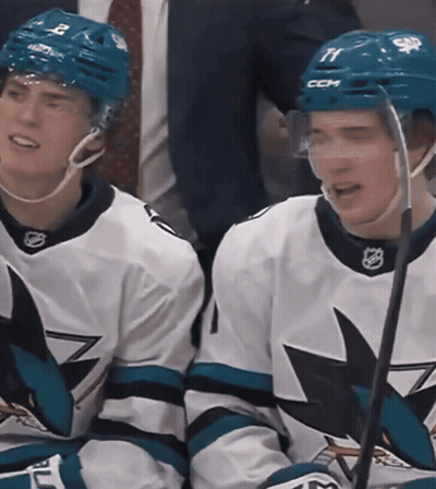Two Ice Hockey Players With CCM Helmets GIF