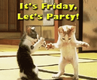 Two Kittens Dancing It's Friday Let's Party GIF