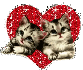 Two Kittens In Front Of Glittery Red Heart Sticker