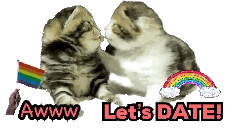 Two Kittens Kissing Lets Date Sticker