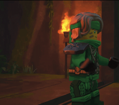 Two Lego Figures Hugging With Torch GIF