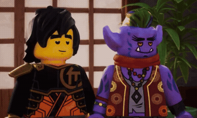 Two Lego Figures One In Purple Vest GIF