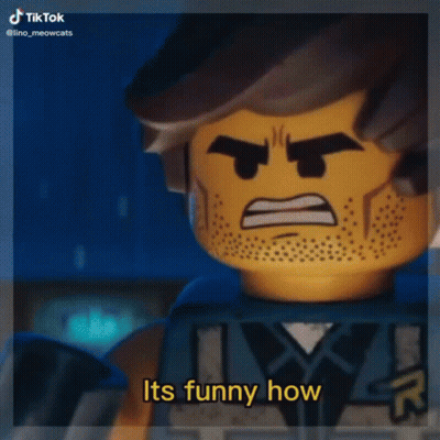 Two Lego Figures One Says You Fall Straight Down GIF