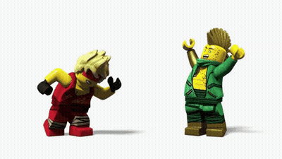Two Lego Ninjago Characters Dancing GIF