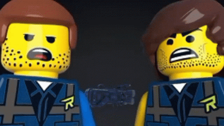 Two Lego Toys Talking GIF