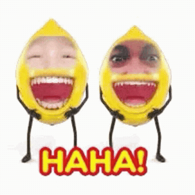 Two Lemons Laughing And Crying Saying Haha GIF