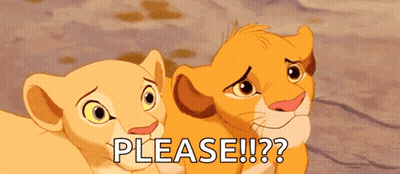 Two Lion Cubs From The Lion King Are Standing Next To Each Other And Asking For A Please ! GIF
