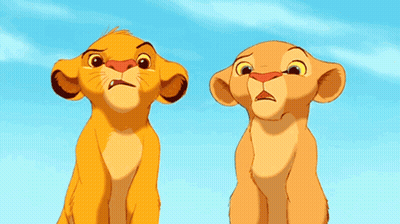 Two Lion Cubs From The Movie The Lion King Are Looking Up At The Sky GIF