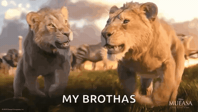 Two Lions Standing Together Saying My Brothas GIF