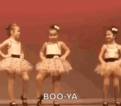 Two Little Girls In Tutus Dancing Saying Boo-Ya GIF