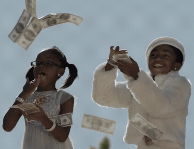 Two Little Girls Throwing Money In The Air GIF