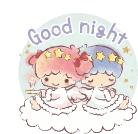 Two Little Twin Stars Sitting On A Cloud With The Words Good Night Written Above Them Sticker