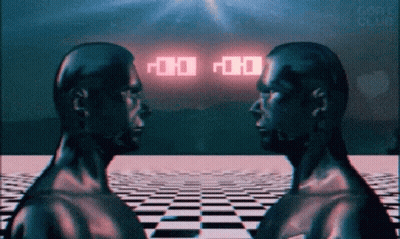 Two Mannequins Facing Each Other With 00 GIF