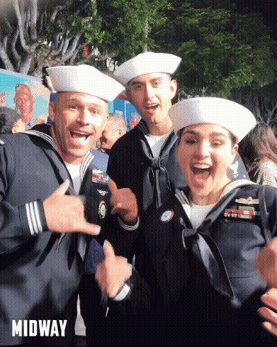 Two Men And A Woman Dressed As Sailors GIF