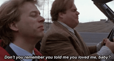 Two Men Are Driving A Car And One Of Them Is Asking The Other If He Remembers What He Told Him He Loved Him . GIF