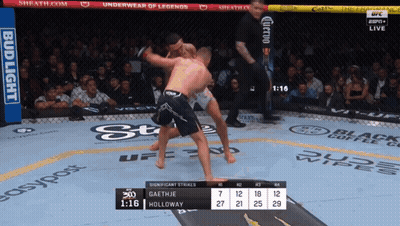 Two Men Are Fighting In A Boxing Ring Sponsored By Bud Light And Black Coffee GIF